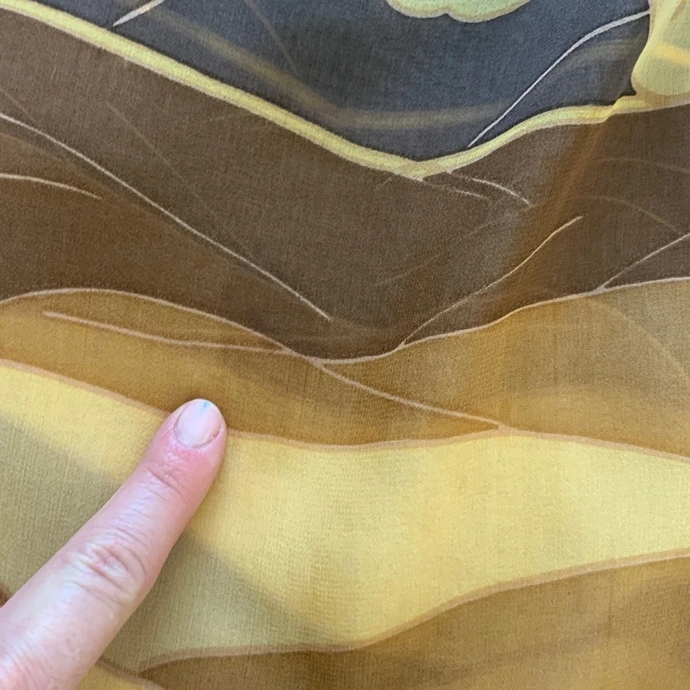 Halston brown and yellow buttercup silk scarf